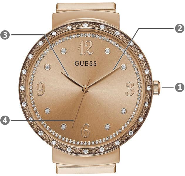 Guess Chiffon Rose Gold Dial Mesh Bracelet Watch For Women - W1083L3