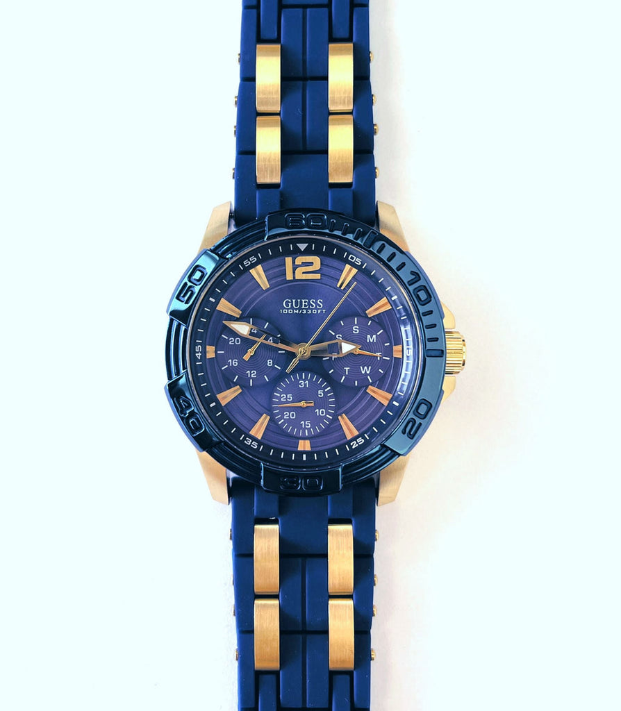 Guess Oasis Blue Dial Two Tone Steel Strap Watch for Men - W0366G6