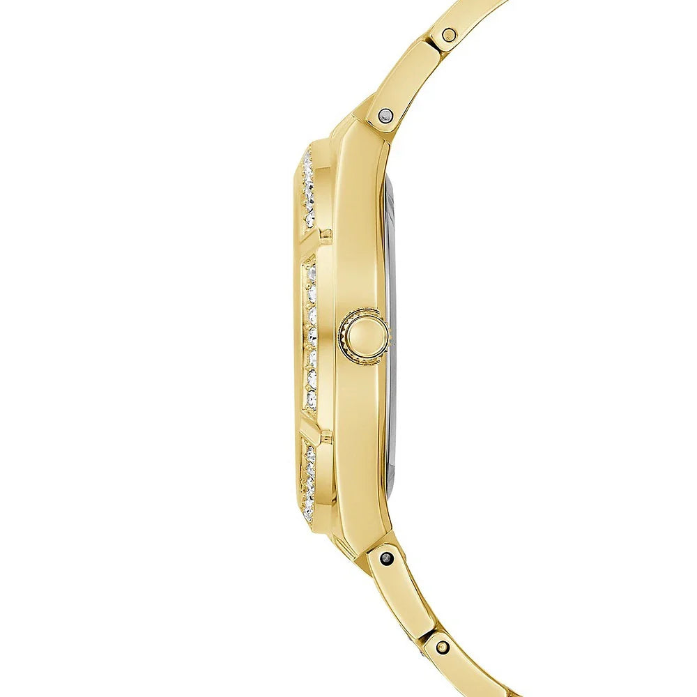 Guess Allara Quartz Gold Dial Gold Steel Strap Watch For Women - GW0604L2