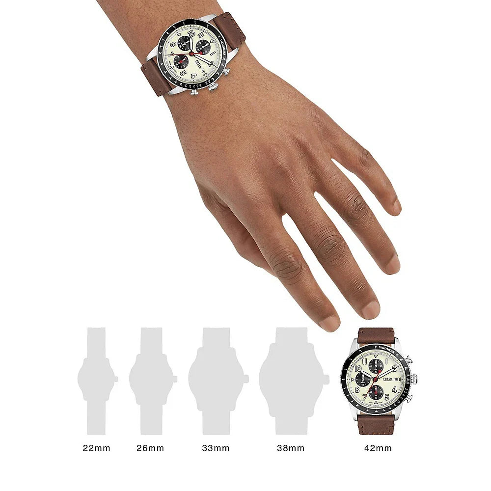 Men's Chronograph Watch with Brown Leather Strap