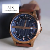 Armani Exchange watch with brown leather strap
