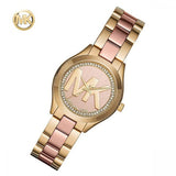 Michael Kors Mini Slim Runway Rose Gold Dial Two Tone Steel Strap Watch for Women - MK3650