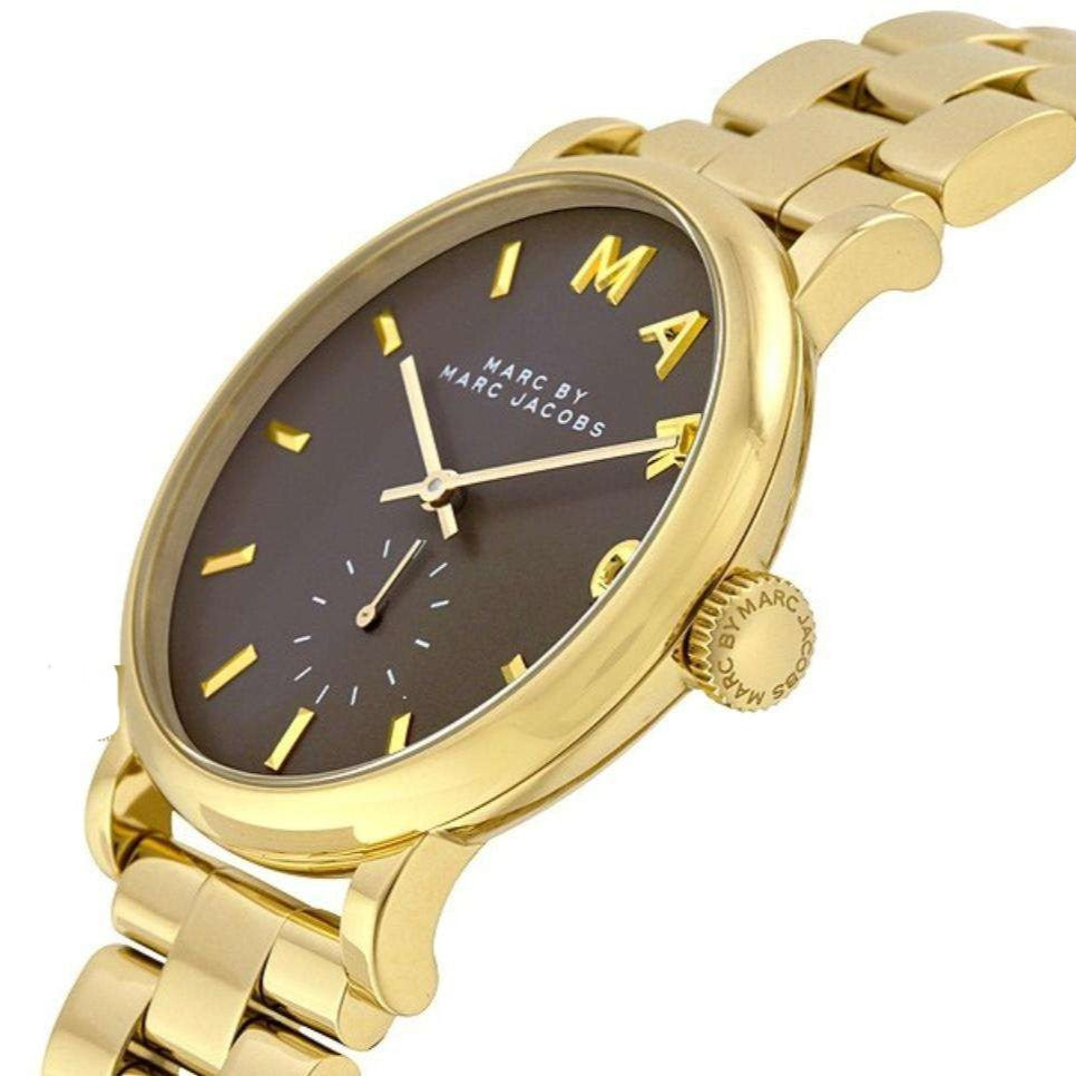 Marc Jacobs Baker Grey Dial Gold Steel Strap Watch for Women - MBM3281