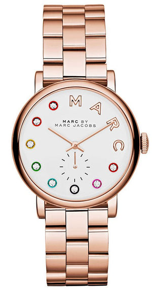 Marc Jacobs Baker White Dial Rose Gold Steel Strap Watch for Women - MBM3441
