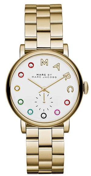 Marc Jacobs Baker White Dial Gold Steel Strap Watch for Women - MBM3440