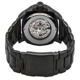 Fossil Modern Machine Automatic Silver Dial Black Steel Strap Watch for Men - ME3080