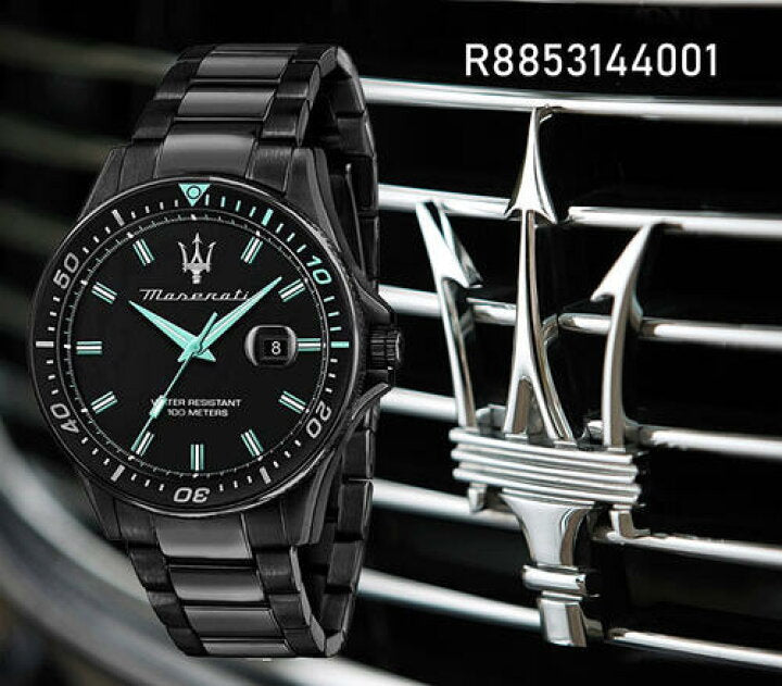 Maserati SFIDA Aqua Edition Analog Black Dial Black Steel Strap Watch For Men - R8853144001