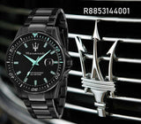 Maserati SFIDA Aqua Edition Analog Black Dial Black Steel Strap Watch For Men - R8853144001