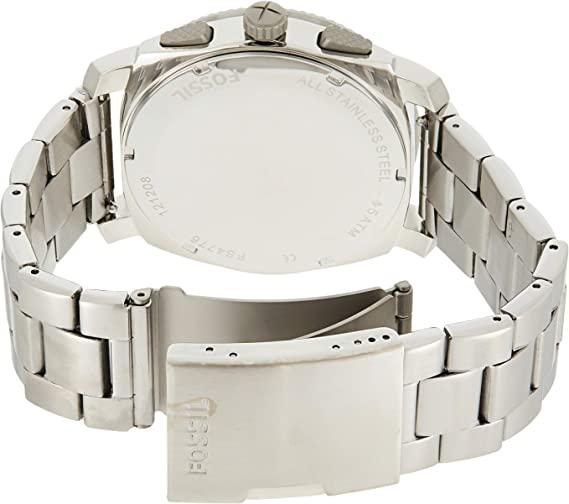 Fossil Machine Chronograph Black Dial Silver Steel Strap Watch for Men - FS4776