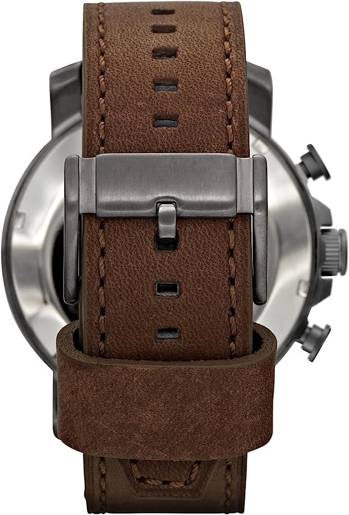 Fossil Nate Chronograph Grey Dial Brown Leather Strap Watch for Men - JR1424