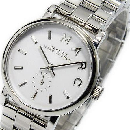 Marc Jacobs Baker White Dial Silver Steel Strap Watch for Women - MBM3246