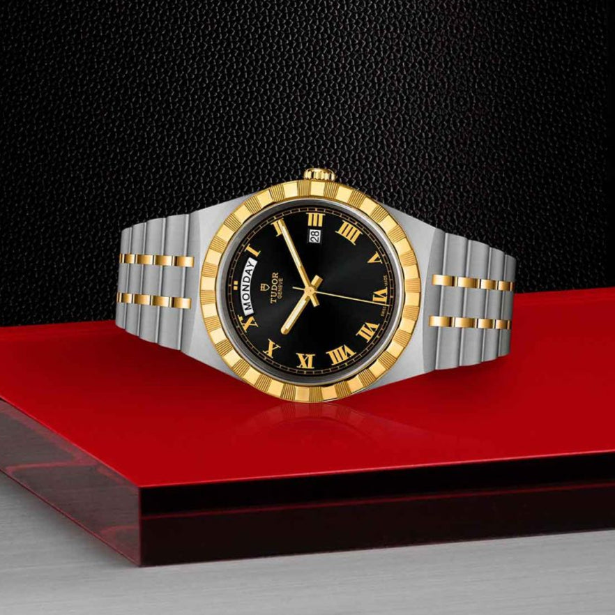 Tudor watch m28603-0003-q1_1 with black face and gold accents
