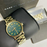 Marc Jacobs Baker Green Dial Gold Steel Strap Watch for Women - MBM3249