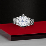 Tudor watch m91350-0005_1 with silver bracelet and blue accents