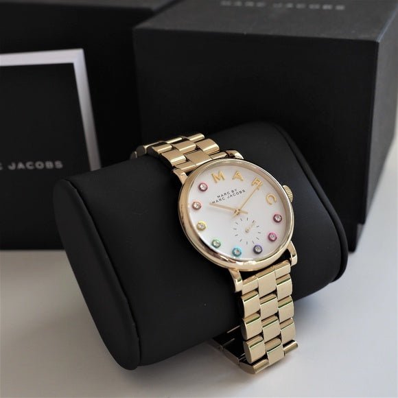 Marc Jacobs Baker White Dial Gold Steel Strap Watch for Women - MBM3440