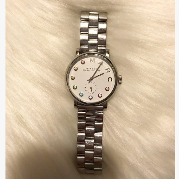 Marc Jacobs Baker Dexter White Dial Silver Steel Strap Watch for Women - MBM3423