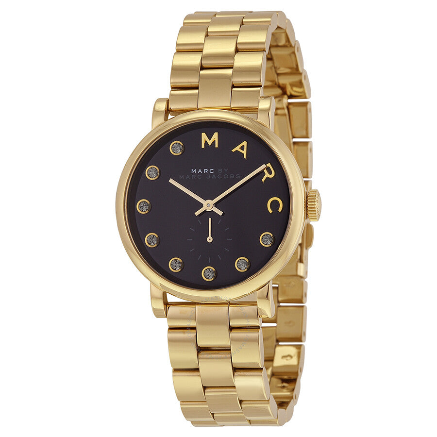 Marc Jacobs Baker Dexter Black Dial Gold Steel Strap Watch for Women - MBM3421