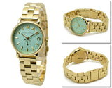 Marc Jacobs Baker Mint Green Dial Gold Steel Strap Watch for Women - MBM3284
