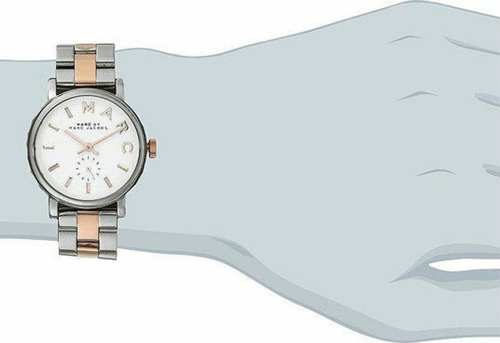 Marc Jacobs Baker White Dial Two Tone Steel Strap Watch for Women - MBM3331