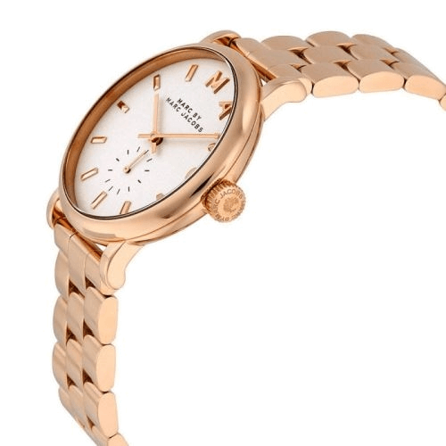 Marc Jacobs Baker White Dial Rose Gold Steel Strap Watch for Women - MBM3248