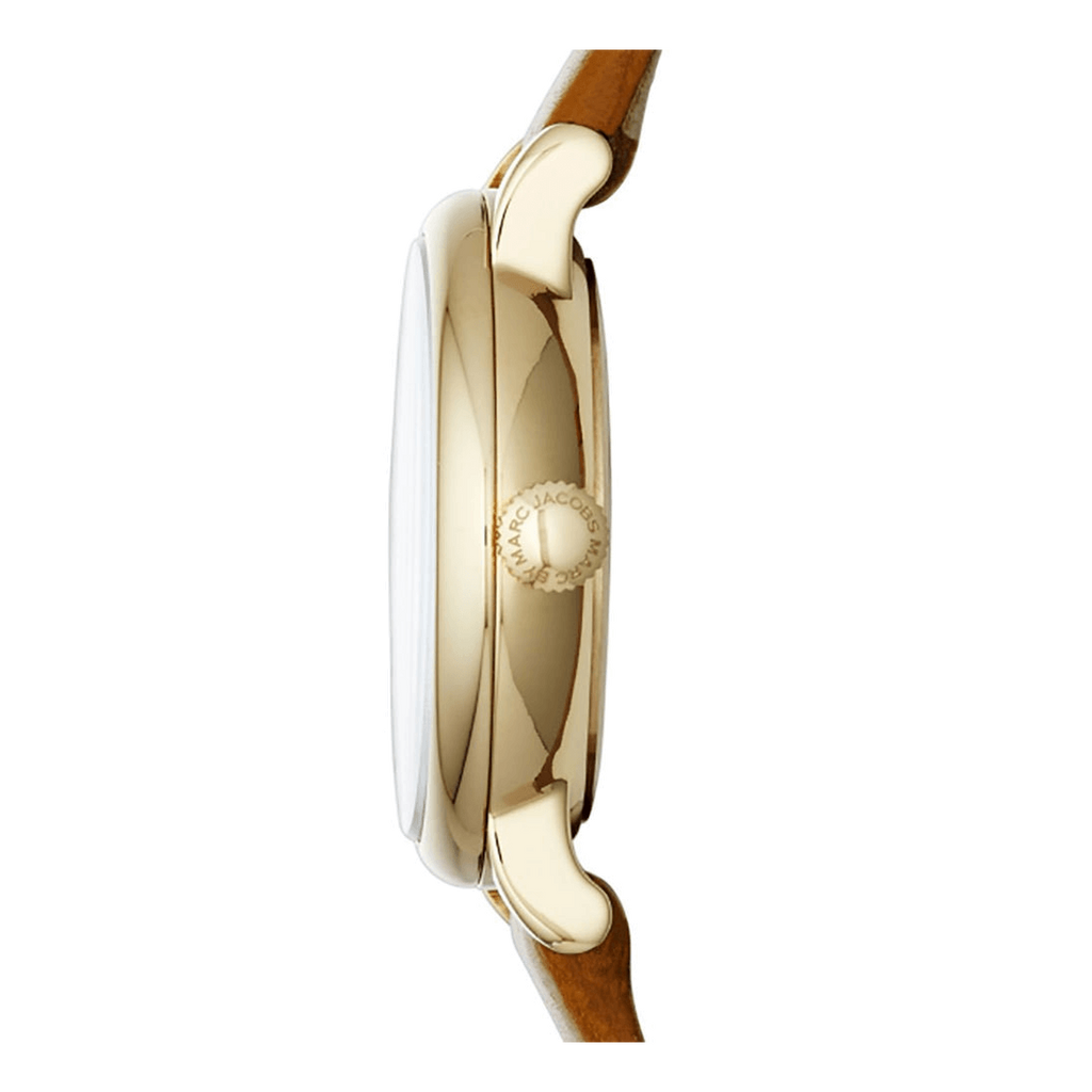 Marc Jacobs Baker White Dial Brown Leather Strap Watch for Women - MBM1317