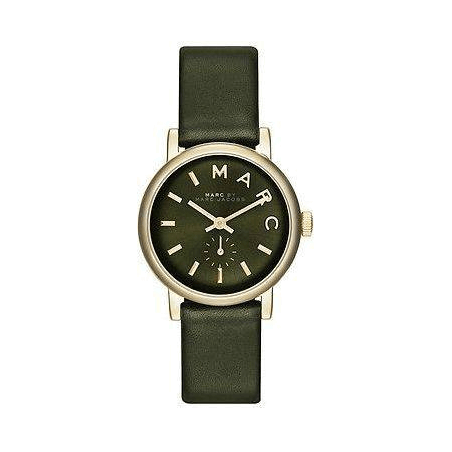 Marc Jacobs Baker Olive Dial Olive Leather Strap Watch for Women - MBM1330