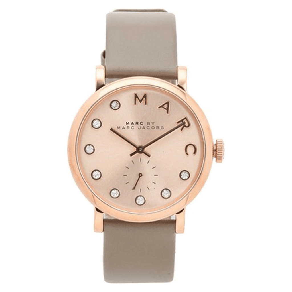 Marc Jacobs Baker Rose Gold Dial Grey Leather Strap Watch for Women - MBM1400