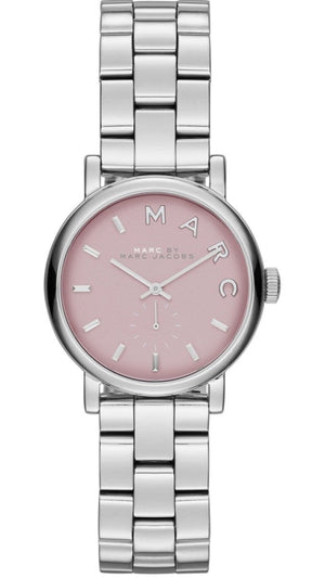Marc Jacobs Baker Pink Dial Silver Steel Strap Watch for Women - MBM3283