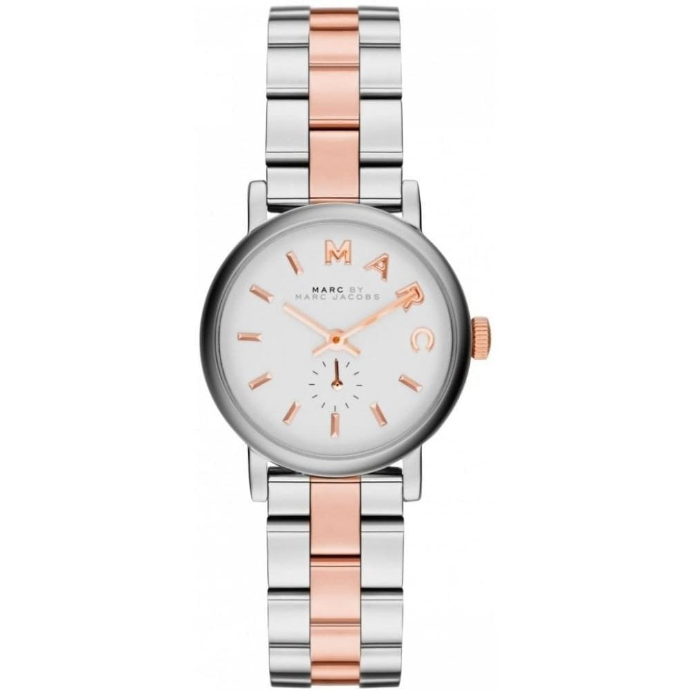 Marc Jacobs Baker White Dial Two Tone Steel Strap Watch for Women - MBM3331