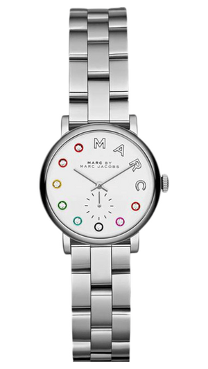 Marc Jacobs Baker Dexter White Dial Silver Steel Strap Watch for Women - MBM3423