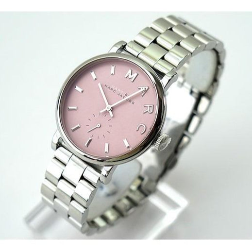 Marc Jacobs Baker Pink Dial Silver Steel Strap Watch for Women - MBM3280