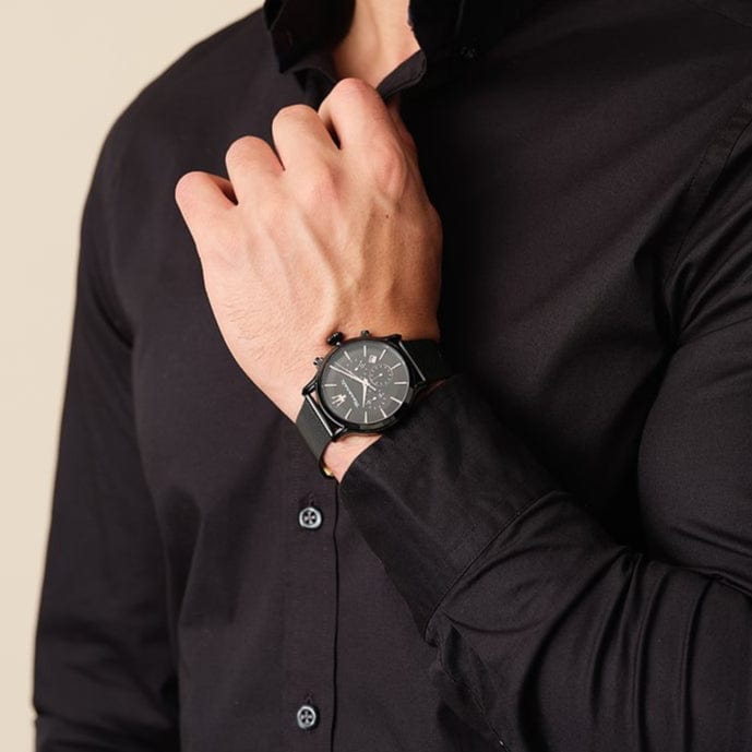 Maserati Epoca Chronograph Black Dial Black Mesh Strap Watch For Men - R8873618013