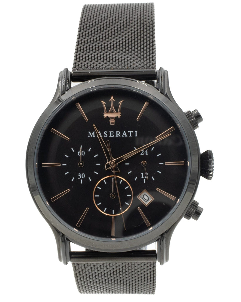 Maserati Epoca Chronograph Black Dial Black Mesh Strap Watch For Men - R8873618013