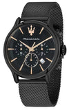 Maserati Epoca Chronograph Black Dial Black Mesh Strap Watch For Men - R8873618013