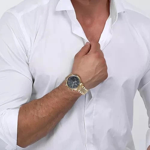 Maserati Epoca Chronograph Black Dial Gold Steel Strap Watch For Men - R8873618023