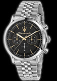Maserati Epoca Chronograph Black Dial Silver Steel Strap Watch For Men - R8873618017