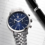 Maserati Epoca Chronograph Blue Dial Silver Steel Strap Watch For Men - R8873618024