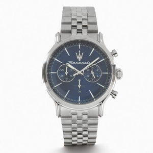 Maserati Epoca Chronograph Blue Dial Silver Steel Strap Watch For Men - R8873618024