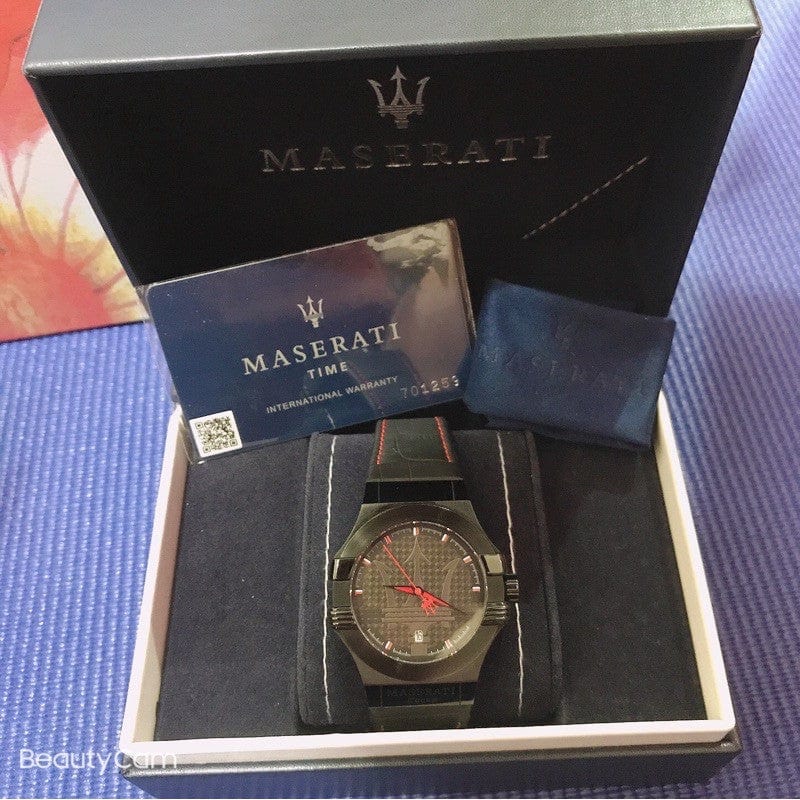 Maserati Potenza 3H STR Black Dial 42mm Leather Strap Watch For Men - R8851108010