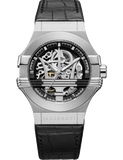 Maserati Potenza Automatic Black Dial Black Leather Strap Watch For Men - R8821108001