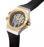 Maserati Potenza Automatic Skeleton Dial Black Leather Strap Watch For Men - R8821108011