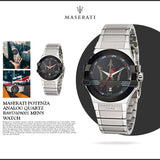 Maserati Potenza Black Dial Silver Steel Strap Watch For Men - R8853108001
