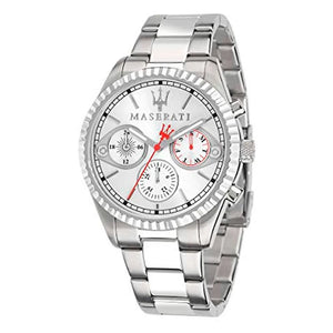 Maserati Competizione Chronograph White Dial Silver Steel Strap Watch For Men - R8853100017