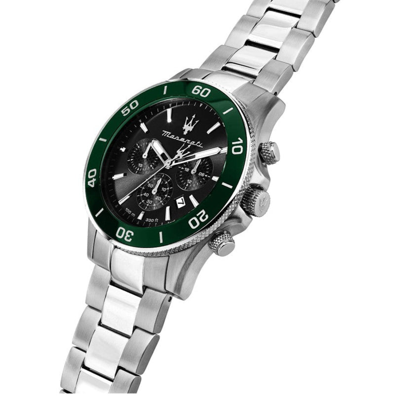 Maserati Competizione Chronograph Black Dial Silver Steel Strap Watch For Men - R8873600008