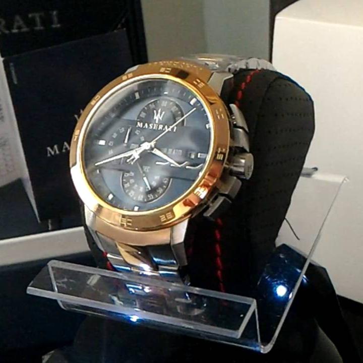 Maserati Ingegno Chronograph Blue Dial Two Tone Steel Strap Watch for Men - R8873619002