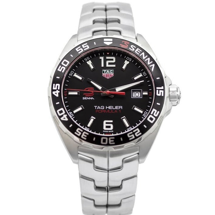 Tag Heuer Formula 1 Senna Limited Edition Black Dial Silver Steel Strap Watch for Men - WAZ1012.BA0883
