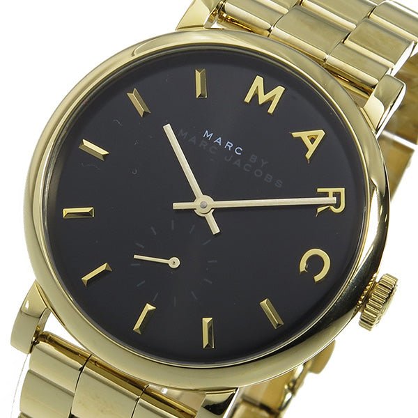 Marc Jacobs Baker Black Dial Gold Steel Strap Watch for Women - MBM3355