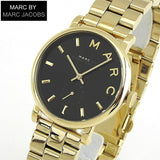 Marc Jacobs Baker Black Dial Gold Steel Strap Watch for Women - MBM3355