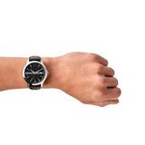 Men's Black Leather Hampton Watch on Wrist