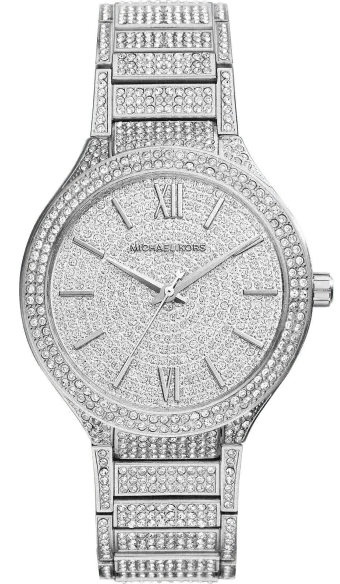 Michael Kors Kerry Crystal Pave Silver Dial Silver Steel Strap Watch For Women - MK3359